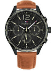 Tommy Hilfiger Gavin Chronograph Quartz Black Dial Brown Leather Strap Watch for Men - 1791470 Authentic Buy Shop Now