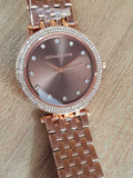 Michael Kors Darci Brown Dial Rose Gold Stainless Steel Strap Watch for Women - MK3217 Authentic Buy Shop Now