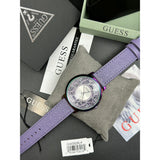 Guess Dahlia Analog Silver Dial Purple Leather Strap Watch For Women - GW0529L4 Authentic Buy Shop Now