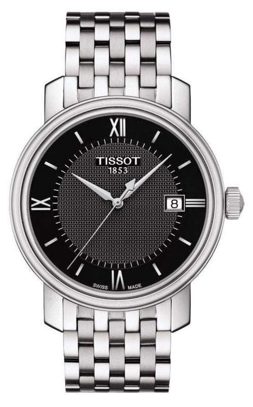 Tissot T Classic Bridgeport Black Dial Silver Steel Strap Watch For Men - T097.410.11.058.00 Authentic Buy Shop Now
