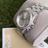 Michael Kors Mini Bradshaw Crystals Silver Dial Silver Steel Strap Watch For Women - MK6454 Authentic Buy Shop Now