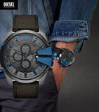 Diesel Mega Chief Chronograph Black Dial Black Nylon Strap Watch For Men - DZ4500 Authentic Buy Shop Now