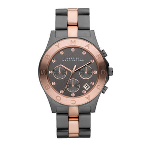 Marc Jacobs Blade Chronograph Grey Dial Two Tone Steel Strap Watch for Women - MBM8583 Authentic Buy Shop Now