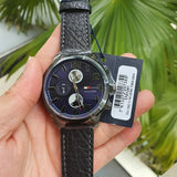 Tommy Hilfiger Jackson Quartz Blue Dial Black Leather Strap Watch for Men - 1791241 Authentic Buy Shop Now