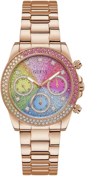 Guess Confetti Multifunction Multicolor Dial Rose Gold Steel Strap Watch For Women - GW0483L3 Authentic Buy Shop Now