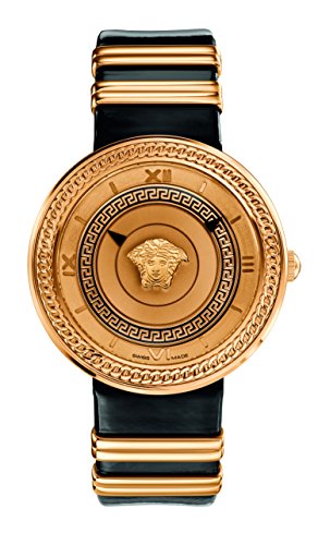 Versace V Metal Icon Gold Dial Black & Gold Strap Watch for Women - VLC030014 Authentic Buy Shop Now