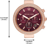 Michael Kors Parker Chronograph Red Dial Red Leather Strap Watch For Women - MK6986 Authentic Buy Shop Now