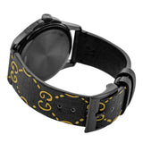 Gucci G Timeless Ghost Black Dial Black Leather Strap Watch For Men - YA1264019 Authentic Buy Shop Now