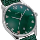 Gucci G-Timeless Mother of Pearl Green Dial Green Leather Strap Watch For Women - YA1264042 Authentic Buy Shop Now