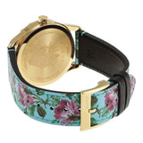 Gucci G Timeless Floral Turquoise Dial Turquoise Leather Strap Watch For Women - YA1264085 Authentic Buy Shop Now