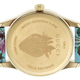 Gucci G Timeless Floral Turquoise Dial Turquoise Leather Strap Watch For Women - YA1264085 Authentic Buy Shop Now