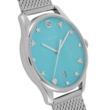 Gucci G-Timeless Turquiose Mother of Pearl Dial Silver Mesh Bracelet Watch For Women - YA1264039 Authentic Buy Shop Now