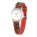 Coach Delancey White Dial Floral Brown Leather Strap Watch for Women - 14502761 Authentic Buy Shop Now