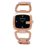 Gucci G Gucci Diamonds Black Dial Rose Gold Steel Strap Watch For Women - YA125409 Authentic Buy Shop Now