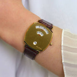 Gucci Grip Quartz Yellow Gold Dial Maroon Leather Strap Watch For Women - YA157405 Authentic Buy Shop Now