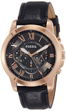 Fossil Grant Chronograph Grey Dial Black Leather Strap Watch for Men - FS5085 Authentic Buy Shop Now