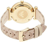 Emporio Armani Gianni T Bar Analog Silver Dial Beige Leather Strap Watch For Women - AR11127 Authentic Buy Shop Now