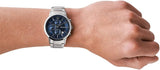 Emporio Armani Renato Chronograph Quartz Blue Dial Black Steel Strap Watch For Men - AR11215 Authentic Buy Shop Now