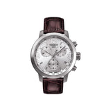 Tissot PRC 200 Chronograph Silver Dial Brown Leather Strap Watch For Men - T055.417.16.037.00 Authentic Buy Shop Now