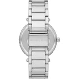 Michael Kors Parker Three Hand Mother of Pearl White Dial Silver Steel Strap Watch For Women - MK4694 Authentic Buy Shop Now