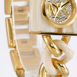 Michael Kors Chain Lock Analog Crystals Silver Dial Gold Steel Strap Watch for Women - MK4809 Authentic Buy Shop Now