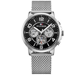Tommy Hilfiger Chronograph Black Dial Silver Mesh Bracelet Watch for Men - 1791292 Authentic Buy Shop Now