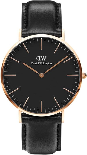 Daniel Wellington Classic Sheffield Black Dial Black Leather Strap Watch For Men - DW00100127 Authentic Buy Shop Now