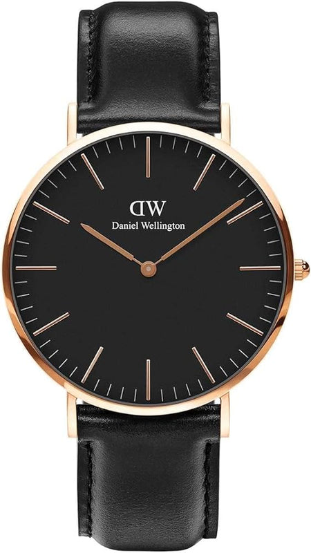 Daniel Wellington Classic Sheffield Black Dial Black Leather Strap Watch For Men - DW00100127 Authentic Buy Shop Now