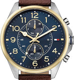 Tommy Hilfiger Dean Multifunctional Blue Dial Brown Leather Strap Watch for Men - 1791275 Authentic Buy Shop Now