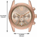 Michael Kors Lexington Chronograph Grey Dial Rose Gold Steel Strap Watch For Women - MK7217 Authentic Buy Shop Now