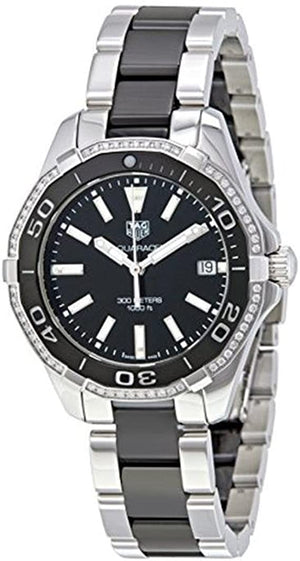 Tag Heuer Aquaracer Quartz Diamonds Black Dial Two Tone Steel Strap Watch for Women - WAY131G.BA0913 Authentic Buy Shop Now