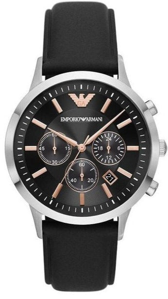 Emporio Armani Giovanni Analog Black Dial Black Leather Strap Watch For Men - AR11431 Authentic Buy Shop Now