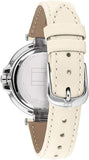 Tommy Hilfiger Angela Silver Dial Cream Leather Strap Watch for Women - 1782123 Authentic Buy Shop Now