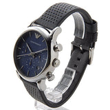 Emporio Armani Luigi Chronograph Blue Dial Black Leather Strap Watch For Men - AR1736 Authentic Buy Shop Now