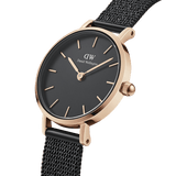 Daniel Wellington Classic Petite Pressed Ashfield Black Dial Black Mesh Bracelet Watch For Women - DW00100441 Authentic Buy Shop Now