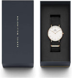 Daniel Wellington Classic Cornwall White Dial Black Nylon Strap Watch For Women - DW00100259 Authentic Buy Shop Now