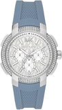 Michael Kors Sidney Multifunction Crystals Silver Dial Blue Rubber Strap Watch for Women - MK7220 Authentic Buy Shop Now