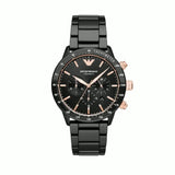 Emporio Armani Mario Ceramic Chronograph Black Dial Black Steel Strap Watch For Men - AR70002 Authentic Buy Shop Now