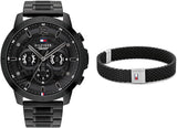 Tommy Hilfiger Classic Chronograph Black Dial Black Steel Strap Watch For Men - 1710494 Authentic Buy Shop Now