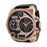 Diesel Big Daddy Gold & Black Dial Black Leather Strap Watch For Men - DZ7261 Authentic Buy Shop Now
