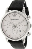 Emporio Armani Classic Quartz Chronograph White Dial Black Leather Strap Watch For Men - AR1807 Authentic Buy Shop Now