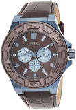 Guess Force Quartz Brown Dial Brown Leather Strap Watch For Men - W0674G5 Authentic Buy Shop Now