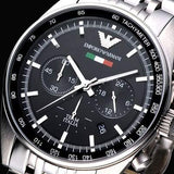 Emporio Armani Team Italia Chronograph Black Dial Silver Steel Strap Watch For Men - AR5983 Authentic Buy Shop Now