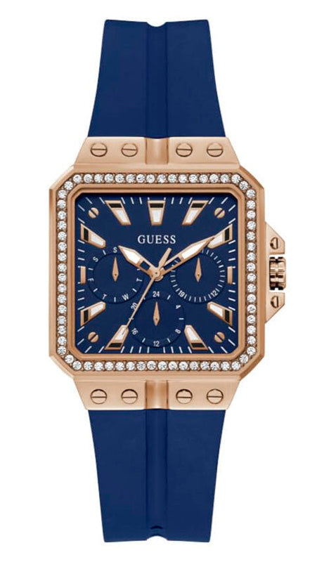 Guess Libra Crystals Blue Dial Blue Silicone Strap Watch For Women - GW0618L2 Authentic Buy Shop Now