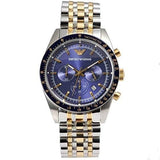 Emporio Armani Tazio Chronograph Blue Dial Two Tone Stainless Steel Watch For Men - AR6088 Authentic Buy Shop Now