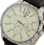 Tommy Hilfiger Gavin Chronograph White Dial Brown Leather Strap Watch for Men - 1791467 Authentic Buy Shop Now
