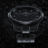 Daniel Wellington Iconic Link Ceramic Black Dial Black Steel Strap Watch For Women - DW00100414 Authentic Buy Shop Now