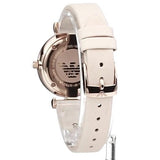 Emporio Armani Gianni T Bar Quartz White Dial Beige Leather Strap Watch For Women - AR1927 Authentic Buy Shop Now