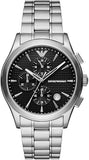 Emporio Armani Paolo Chronograph Black Dial Silver Steel Strap Watch For Men - AR11602 Authentic Buy Shop Now