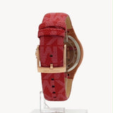 Michael Kors Lennox Three Hand Silver Dial Red Leather Strap Watch For Women - MK7308 Authentic Buy Shop Now
